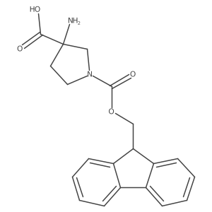 3-amino-1-{[(9H-fluoren-9-yl)methoxy]carbonyl}pyrrolidine-3-carboxylic acid Structure