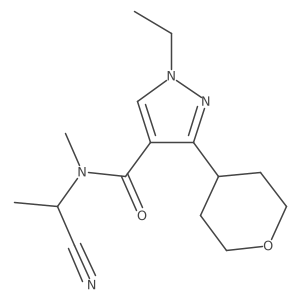 N-(1-Cyanoethyl)-1-ethyl-N-methyl-3-(oxan-4-yl)pyrazole-4-carboxamide结构式