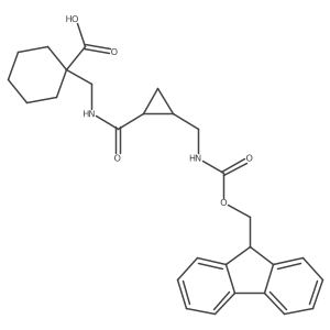 rac-1-({[(1R,2S)-2-[({[(9H-fluoren-9-yl)methoxy]carbonyl}amino)methyl]cyclopropyl]formamido}methyl)cyclohexane-1-carboxylic acid结构式
