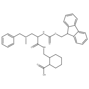 rac-(1R,2S)-2-({3-[benzyl(methyl)amino]-2-({[(9H-fluoren-9-yl)methoxy]carbonyl}amino)propanamido}methyl)cyclohexane-1-carboxylic acid结构式