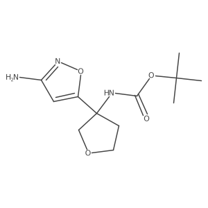 tert-butyl N-[3-(3-amino-1,2-oxazol-5-yl)oxolan-3-yl]carbamate结构式
