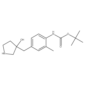 tert-butyl N-{4-[(3-hydroxypyrrolidin-3-yl)methyl]-2-methylphenyl}carbamate结构式