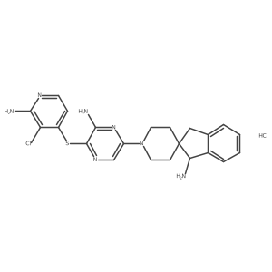 (S)-1'-(6-Amino-5-((2-amino-3-chloropyridin-4-yl)thio)pyrazin-2-yl)-1,3-dihydrospiro[indene-2,4'-piperidin]-1-amine hydrochloride结构式