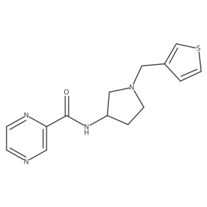N-(1-(thiophen-3-ylmethyl)pyrrolidin-3-yl)pyrazine-2-carboxamide结构式