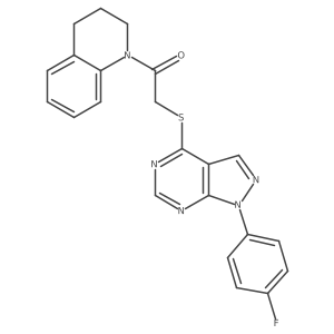 1-(3,4-dihydro-2H-quinolin-1-yl)-2-[1-(4-fluorophenyl)pyrazolo[3,4-d]pyrimidin-4-yl]sulfanyl-ethanone Structure