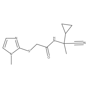 N-(1-Cyano-1-cyclopropylethyl)-2-((1-methyl-1H-imidazol-2-yl)thio)acetamide结构式