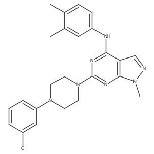 6-[4-(3-chlorophenyl)piperazin-1-yl]-N-(3,4-dimethylphenyl)-1-methyl-1H-pyrazolo[3,4-d]pyrimidin-4-amine Structure