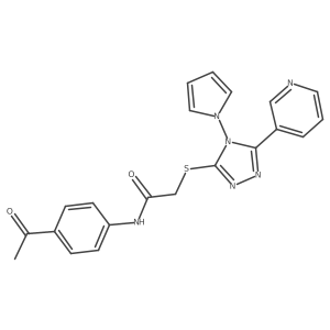 N-(4-acetylphenyl)-2-{[5-(pyridin-3-yl)-4-(1H-pyrrol-1-yl)-4H-1,2,4-triazol-3-yl]sulfanyl}acetamide结构式