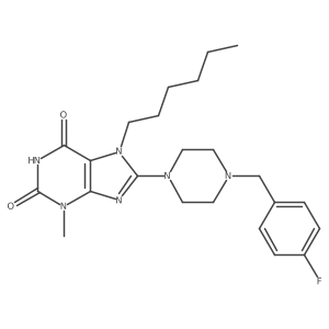 8-(4-(4-fluorobenzyl)piperazin-1-yl)-7-hexyl-3-methyl-1H-purine-2,6(3H,7H)-dione结构式