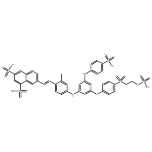 1,3-Naphthalenedisulfonic acid, 7-[2-[2-methyl-4-[[4-[[4-[[2-(sulfooxy)ethyl]sulfonyl]phenyl]amino]-6-[(4-sulfophenyl)amino]-1,3,5-triazin-2-yl]amino]phenyl]diazenyl]- Structure