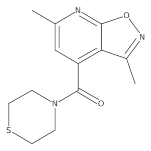 (3,6-Dimethyl[1,2]oxazolo[5,4-b]pyridin-4-yl)(thiomorpholin-4-yl)methanone结构式