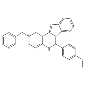6-[4-(methylsulfanyl)phenyl]-2-(pyridin-3-ylmethyl)-2,3,4,6-tetrahydro-1H-[1,3,5]triazino[1',2':3,4][1,3,5]triazino[1,2-a]benzimidazole Structure