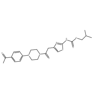 Isobutyl (4-(2-(4-(4-acetylphenyl)piperazin-1-yl)-2-oxoethyl)thiazol-2-yl)carbamate结构式