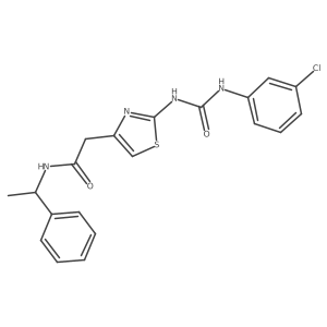 2-(2-(3-(3-chlorophenyl)ureido)thiazol-4-yl)-N-(1-phenylethyl)acetamide结构式