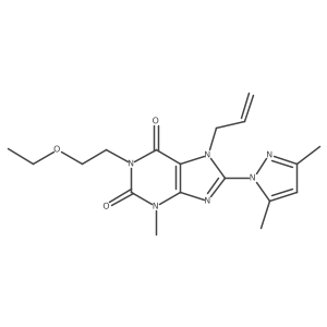 8-(3,5-Dimethylpyrazolyl)-1-(2-ethoxyethyl)-3-methyl-7-prop-2-enyl-1,3,7-trihy dropurine-2,6-dione结构式