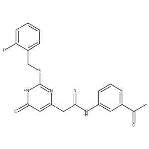 N-(3-acetylphenyl)-2-(2-((2-fluorobenzyl)thio)-6-oxo-1,6-dihydropyrimidin-4-yl)acetamide Structure