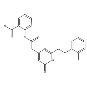 2-(2-(2-((2-Fluorobenzyl)thio)-6-oxo-1,6-dihydropyrimidin-4-yl)acetamido)benzamide结构式