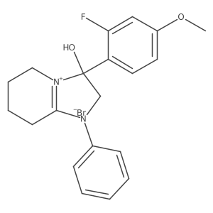 3-(2-Fluoro-4-methoxyphenyl)-3-hydroxy-1-phenyl-2,3,5,6,7,8-hexahydroimidazo[1,2-a]pyridin-1-ium bromide Structure