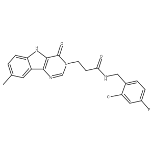 N-(2-chloro-4-fluorobenzyl)-3-(8-methyl-4-oxo-4,5-dihydro-3H-pyrimido[5,4-b]indol-3-yl)propanamide结构式