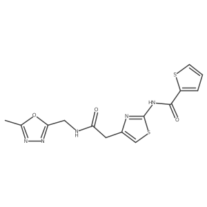 N-(4-(2-(((5-methyl-1,3,4-oxadiazol-2-yl)methyl)amino)-2-oxoethyl)thiazol-2-yl)thiophene-2-carboxamide Structure