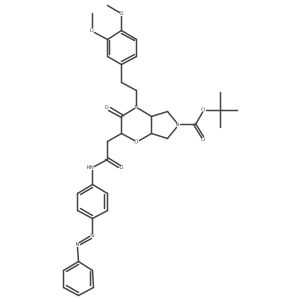 Pyrrolo[3,4-b]-1,4-oxazine-6(2H)-carboxylic acid, 4-[2-(3,4-dimethoxyphenyl)ethyl]hexahydro-3-oxo-2-[2-oxo-2-[[4-(2-phenyldiazenyl)phenyl]amino]ethyl]-, 1,1-dimethylethyl ester Structure
