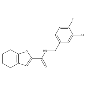 N-[(3-chloro-4-fluorophenyl)methyl]-4,5,6,7-tetrahydro-1-benzothiophene-2-carboxamide结构式