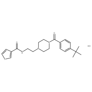 N-(2-(4-(4-(tert-butyl)benzoyl)piperazin-1-yl)ethyl)thiophene-3-carboxamide hydrochloride结构式