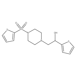 1-(Thiophen-2-yl)-2-(4-(thiophen-2-ylsulfonyl)piperazin-1-yl)ethanol结构式