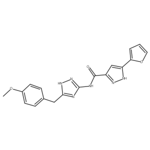 5-(furan-2-yl)-N-[5-(4-methoxybenzyl)-1H-1,2,4-triazol-3-yl]-1H-pyrazole-3-carboxamide Structure