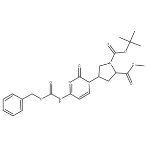(2S,4S)-1-tert-Butyl 2-methyl 4-(4-(((benzyloxy)carbonyl)amino)-2-oxopyrimidin-1(2H)-yl)pyrrolidine-1,2-dicarboxylate结构式