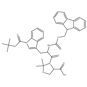 (S)-3-(N-alpha-(9-FMOC)-N-im-BOC-L-tryptophanyl)-2,2-dimethyloxazolidine-4-carboxylic acid Structure