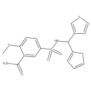 2-methoxy-5-(N-(thiophen-2-yl(thiophen-3-yl)methyl)sulfamoyl)benzamide Structure