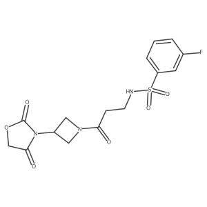 N-(3-(3-(2,4-dioxooxazolidin-3-yl)azetidin-1-yl)-3-oxopropyl)-3-fluorobenzenesulfonamide Structure