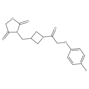 3-((1-(2-(4-Fluorophenoxy)acetyl)azetidin-3-yl)methyl)oxazolidine-2,4-dione结构式