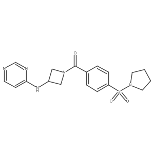 N-{1-[4-(pyrrolidine-1-sulfonyl)benzoyl]azetidin-3-yl}pyrimidin-4-amine结构式