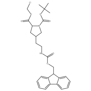 1-tert-butyl 2-chloromethyl 4-[2-({[(9H-fluoren-9-yl)methoxy]carbonyl}amino)ethyl]pyrrolidine-1,2-dicarboxylate结构式