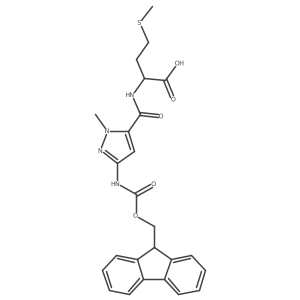 (2S)-2-{[3-({[(9H-fluoren-9-yl)methoxy]carbonyl}amino)-1-methyl-1H-pyrazol-5-yl]formamido}-4-(methylsulfanyl)butanoic acid Structure