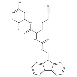 3-[5-cyano-2-({[(9H-fluoren-9-yl)methoxy]carbonyl}amino)pentanamido]-4,4-difluorobutanoic acid Structure