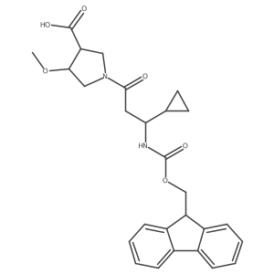 1-[3-cyclopropyl-3-({[(9H-fluoren-9-yl)methoxy]carbonyl}amino)propanoyl]-4-methoxypyrrolidine-3-carboxylic acid Structure