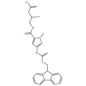 4-{[3-({[(9H-fluoren-9-yl)methoxy]carbonyl}amino)-1-methyl-1H-pyrazol-5-yl]formamido}-3-hydroxybutanoic acid Structure
