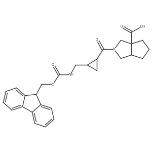 rac-2-[(1R,2S)-2-[({[(9H-fluoren-9-yl)methoxy]carbonyl}amino)methyl]cyclopropanecarbonyl]-octahydrocyclopenta[c]pyrrole-3a-carboxylic acid Structure