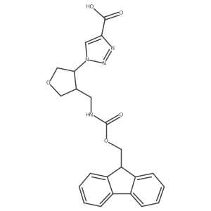 rac-1-[(3R,4R)-4-[({[(9H-fluoren-9-yl)methoxy]carbonyl}amino)methyl]oxolan-3-yl]-1H-1,2,3-triazole-4-carboxylic acid Structure