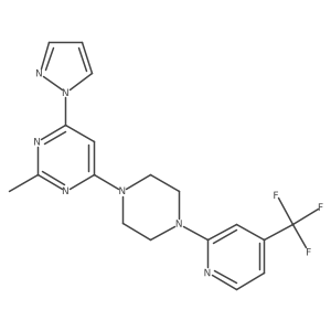 2-methyl-4-(1H-pyrazol-1-yl)-6-{4-[4-(trifluoromethyl)pyridin-2-yl]piperazin-1-yl}pyrimidine结构式