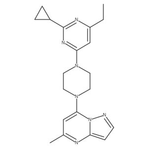 2-Cyclopropyl-4-ethyl-6-(4-{5-methylpyrazolo[1,5-a]pyrimidin-7-yl}piperazin-1-yl)pyrimidine Structure