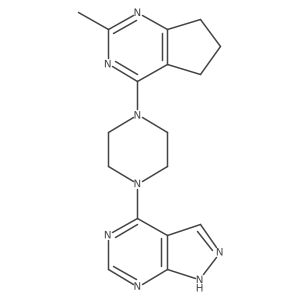 1-{2-methyl-5H,6H,7H-cyclopenta[d]pyrimidin-4-yl}-4-{1H-pyrazolo[3,4-d]pyrimidin-4-yl}piperazine Structure