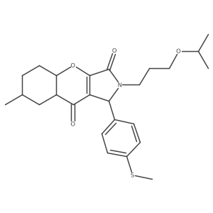 7-methyl-1-(4-methylsulfanylphenyl)-2-(3-propan-2-yloxypropyl)-4a,5,6,7,8,8a-hexahydro-1H-chromeno[2,3-c]pyrrole-3,9-dione结构式