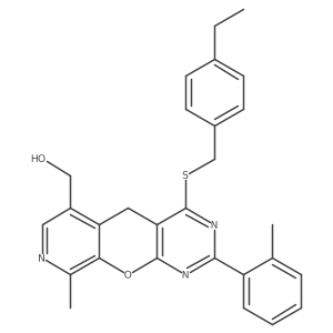 (7-{[(4-Ethylphenyl)methyl]sulfanyl}-14-methyl-5-(2-methylphenyl)-2-oxa-4,6,13-triazatricyclo[8.4.0.0^{3,8}]tetradeca-1(10),3(8),4,6,11,13-hexaen-11-yl)methanol Structure