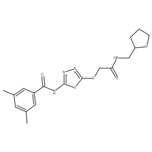 3,5-dimethyl-N-{5-[({[(oxolan-2-yl)methyl]carbamoyl}methyl)sulfanyl]-1,3,4-thiadiazol-2-yl}benzamide结构式