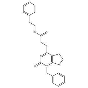 2-((2-oxo-1-(pyridin-3-ylmethyl)-2,5,6,7-tetrahydro-1H-cyclopenta[d]pyrimidin-4-yl)thio)-N-phenethylacetamide结构式