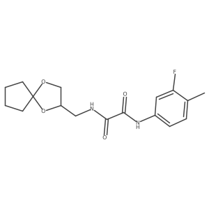 N1-(1,4-dioxaspiro[4.4]nonan-2-ylmethyl)-N2-(3-fluoro-4-methylphenyl)oxalamide结构式
